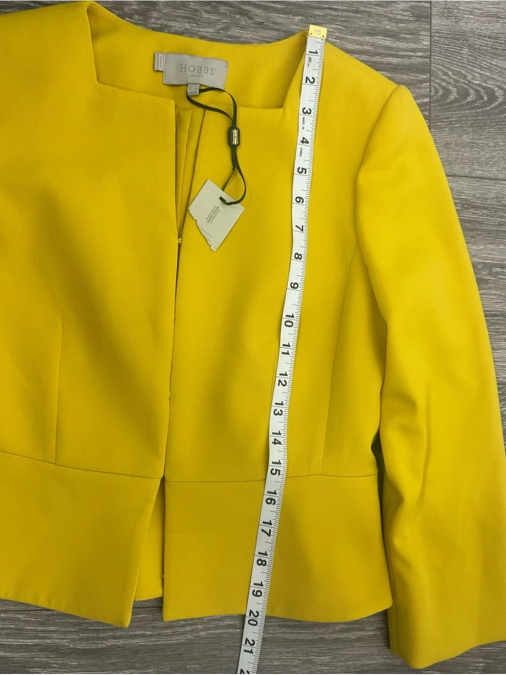 Hobbs London Harper Square Jacket Yellow Peplum Blazer Size 4 NWT
